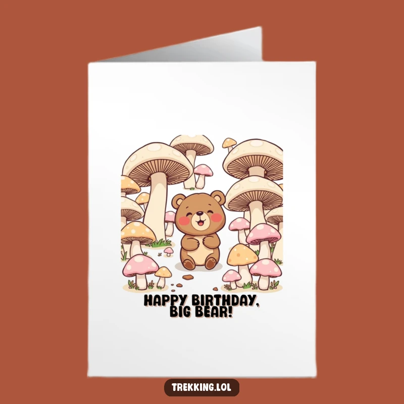 Free Printable Birthday Card: Giggling Bear Mushroom Maze Downloadable Gift