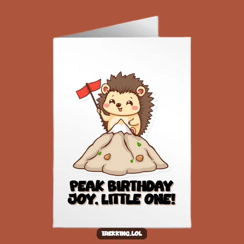 Free Printable Hedgehog Birthday Card: Peak Achievement Mountain Top Adventure Downloadable Gift