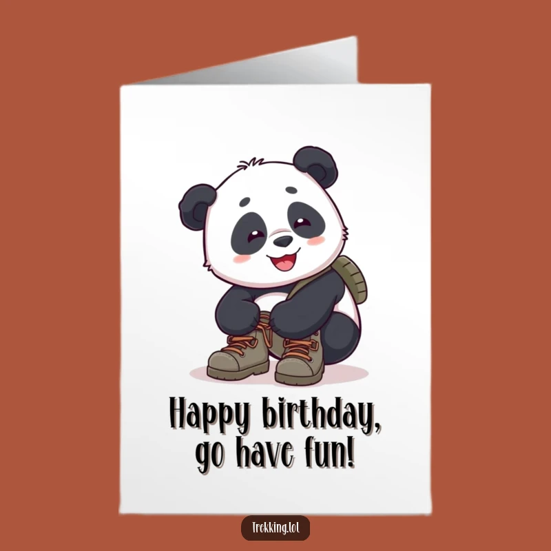 Free Printable Birthday Card: Panda Tying Boots - Adorable Downloadable Gift!