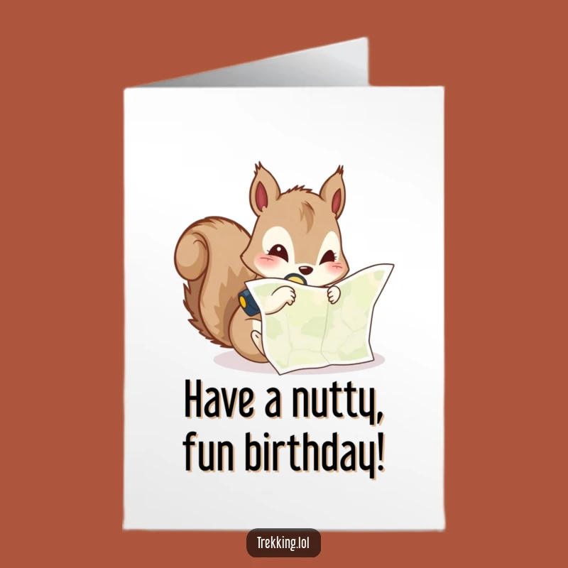 Free Printable Birthday Card: Squirrel's Map Adventure - Funny Downloadable Gift