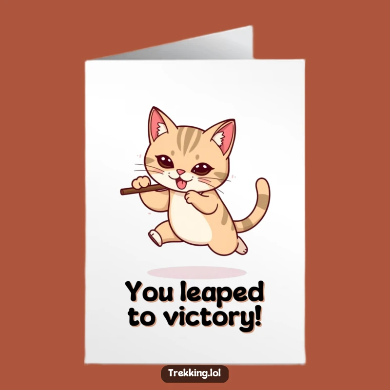 Free Printable Cat Leap Congrats Card - Funny Downloadable Gift for Achievements