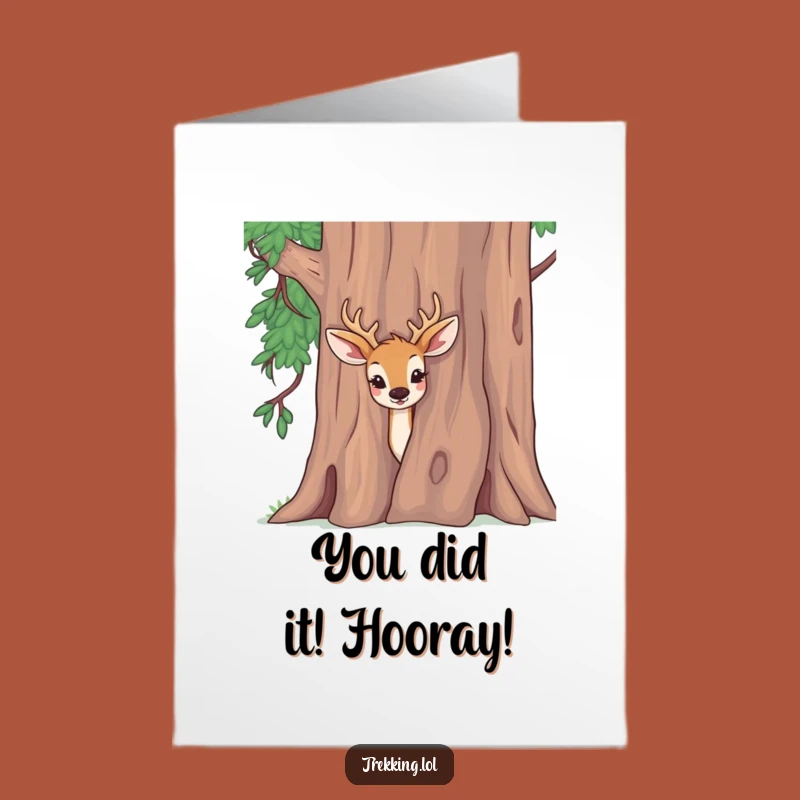 Free Printable Congrats Card: Joyful Deer Peek, Downloadable, Funny Achievement Gift