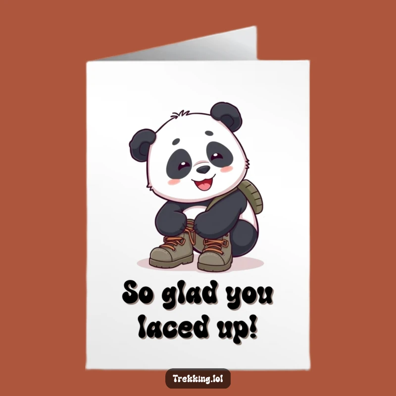 Free Printable Congrats Card: Panda Prepares for Hike - Fun Downloadable Gift!