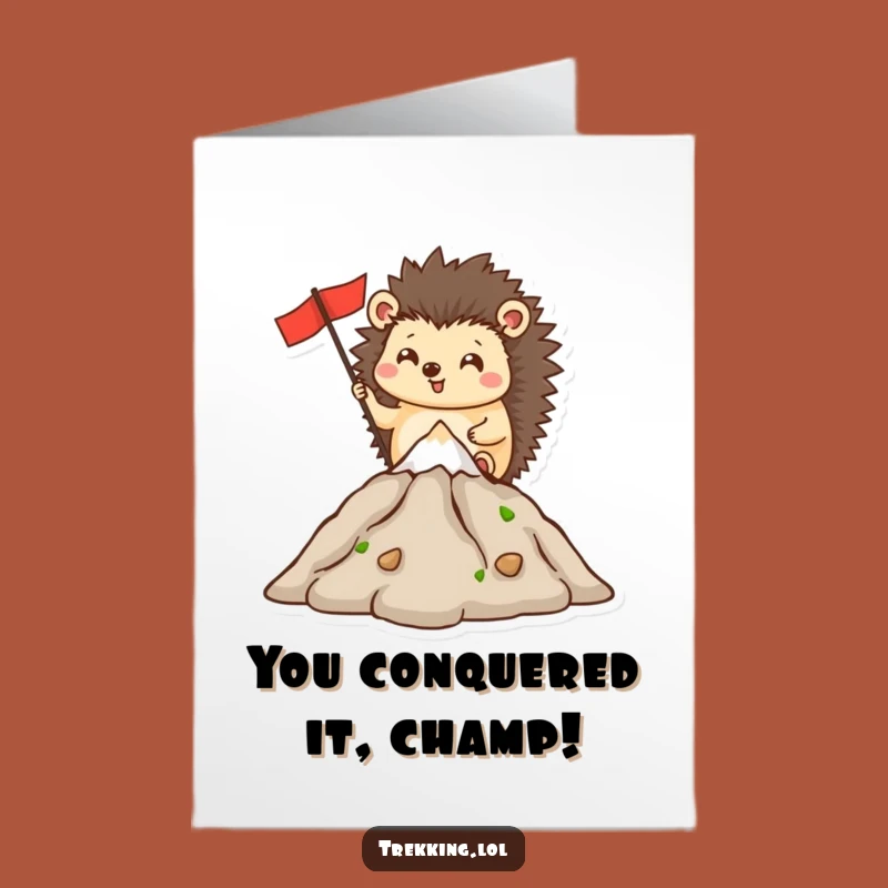 Free Printable Hedgehog Congratulations Card: Mountain Peak Victory Downloadable Gift