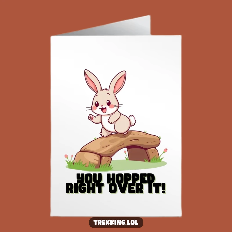 Free Printable Congratulations Card: Funny Rabbit's Leap, Cheerful DIY Downloadable Gift!