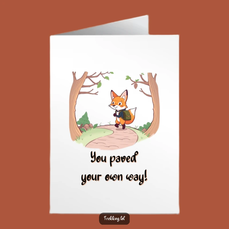 Free Printable Congratulations Card: Funny Fox's Path, Cheerful DIY Downloadable Gift!