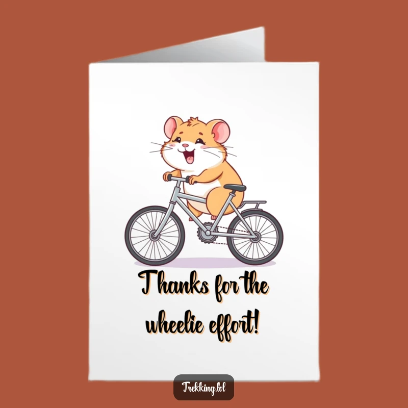 Free Printable Hamster Bicycle Thank You Card - Humorous Downloadable Appreciation Gift
