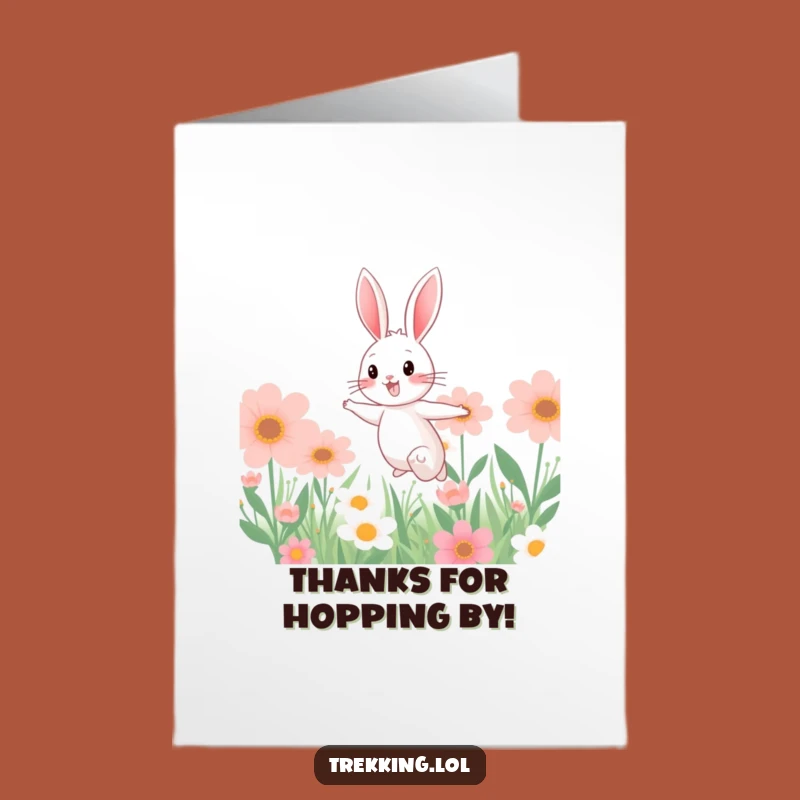 Free Printable Thank You Card: Bunny Flower Field Gratitude Downloadable Gift