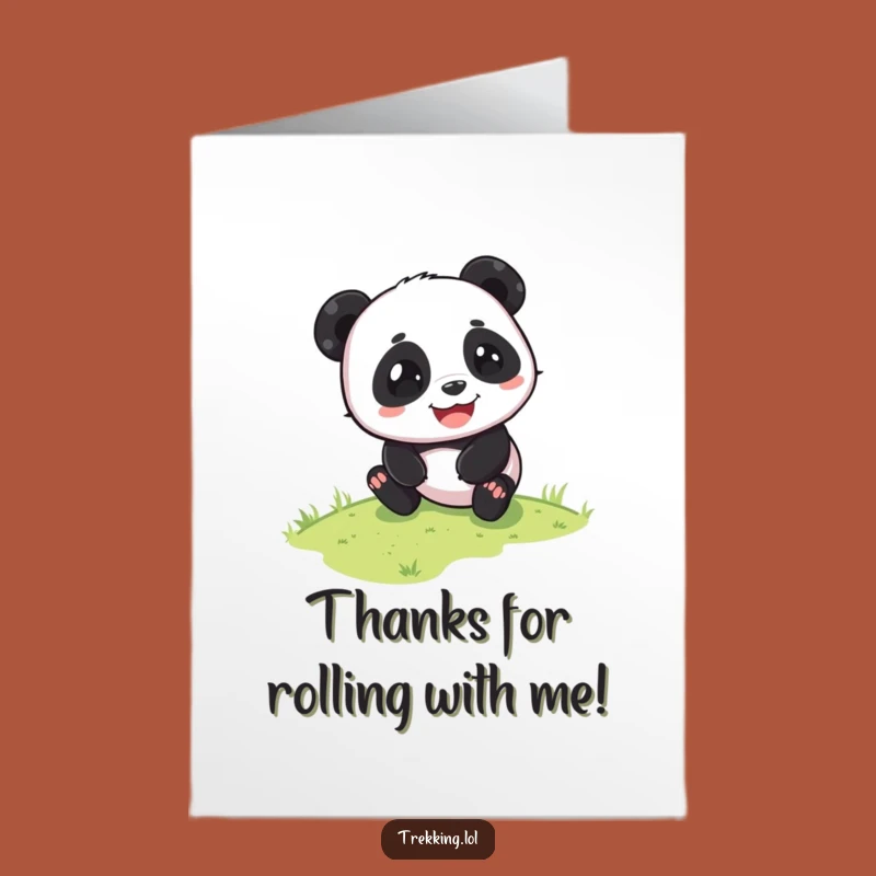 Free Printable Thank You Card: Panda's Joyful Slide - A Grateful and Fun Thank You Note