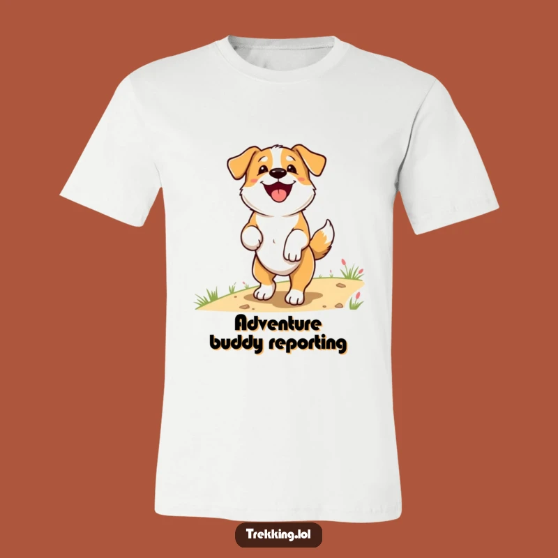 Funny Dog Trail T-Shirt: Happy Panting Pup's Wagging Tail Adventure, Ideal Funny Gift Tee