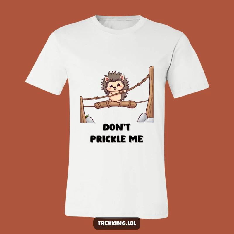 Funny Hedgehog Bridge Crossing T-Shirt: Wear Your Courage on this Hilarious Journey