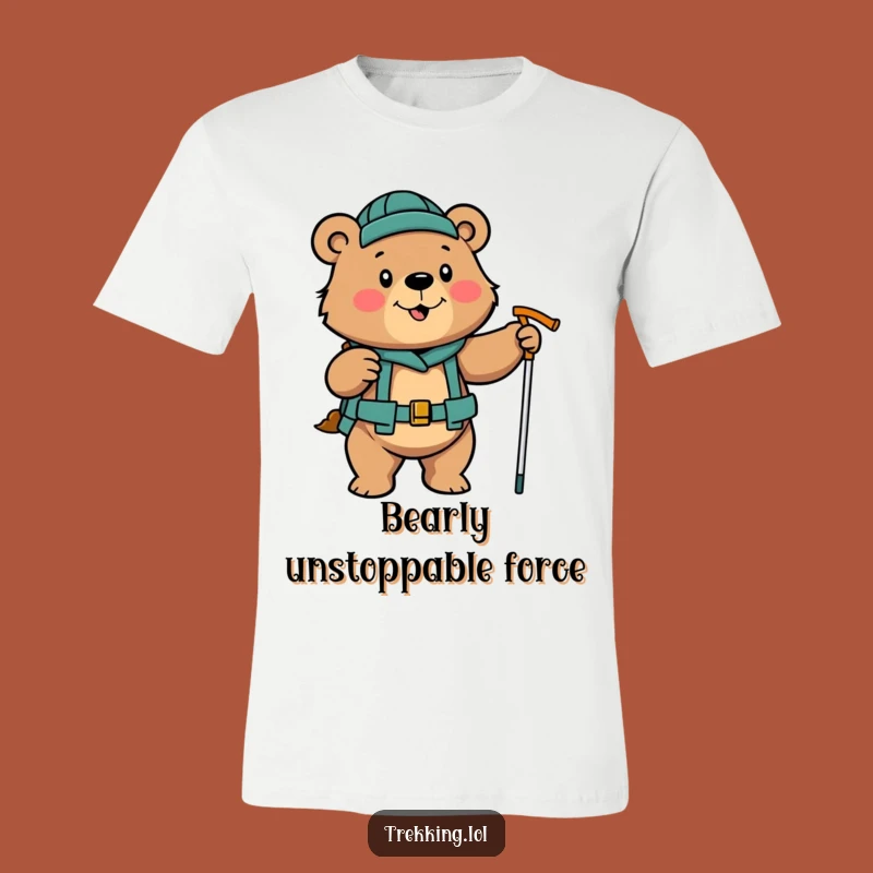 Funny Determined Bear Hiking T-Shirt: Enthusiastic Poles Tee Gift