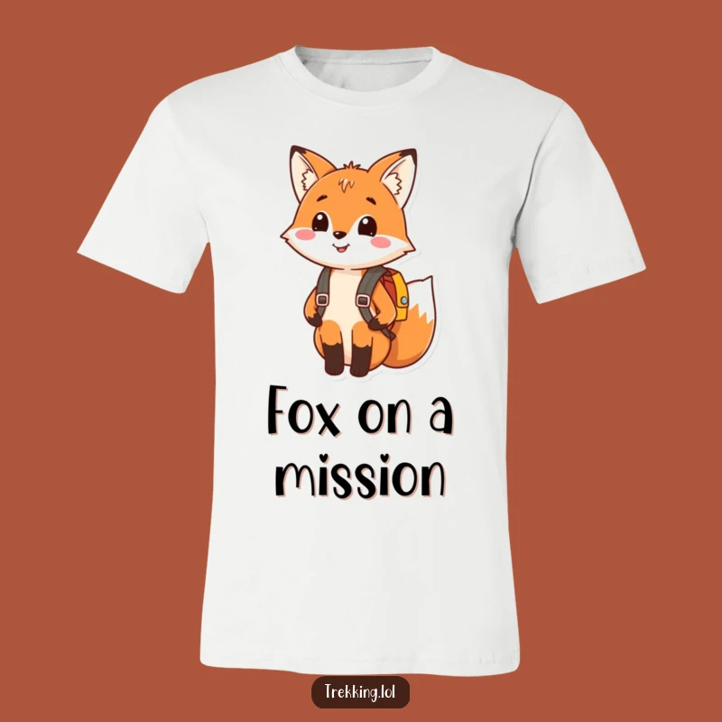 Funny Fox Explorer Tee: Happy Foxy Friend T-Shirt with Backpack Funny Gift