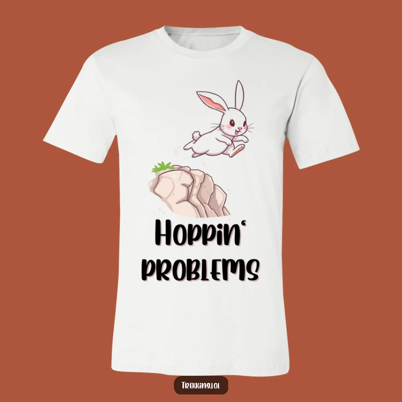 Funny Rabbit Leap T-Shirt: Determined Bunny's Chasm Jump Adventure, Ideal Funny Gift Tee