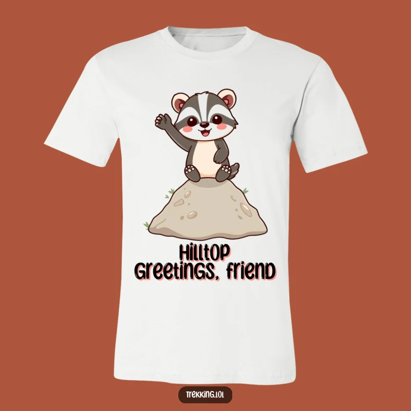Funny Badger Hilltop Wave T-Shirt: Energetic and Cheerful Animal Tee for Fun Lovers