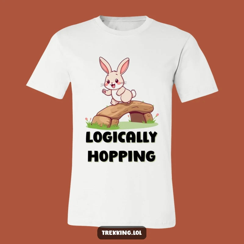 Funny Rabbit Log Bridge T-Shirt: Happy Hopper Rabbit, Playful Woodland Creature Tee
