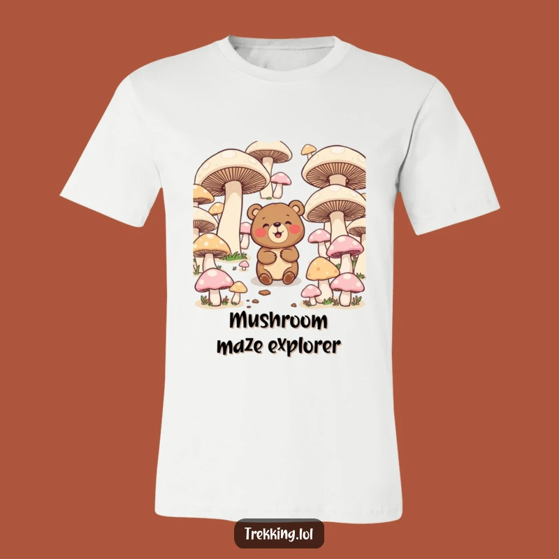 Funny Bear Mushroom Maze T-Shirt: Comical Adventure Wear