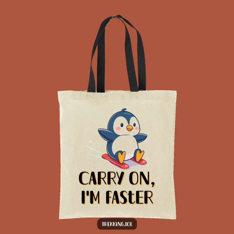 Funny Penguin Snowboarding Tote Bag: Carry Your Fun with this Hilarious Arctic Adventure