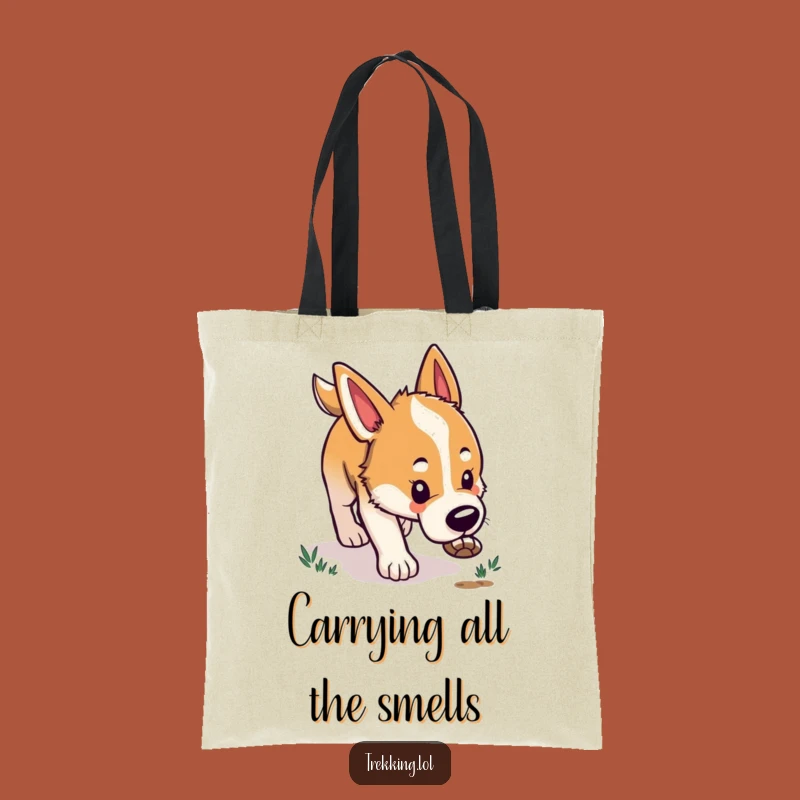Funny Dog Tracking Tote Bag: Carry Your Essentials on this Hilarious Canine Journey