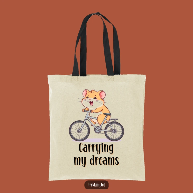 Funny Hamster Bike Tote Bag: Charming Giggling Rodent's Uphill Pedal Adventure, Perfect Funny Gift Bag