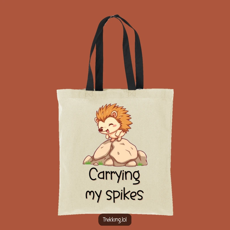 Funny Hedgehog Rocky Climb Tote Bag: Carry Your Essentials and Your Grit