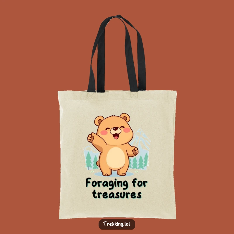 Funny Bear Adventure Tote Bag: Smiling Explorer's Peak Pointer, Perfect Funny Gift