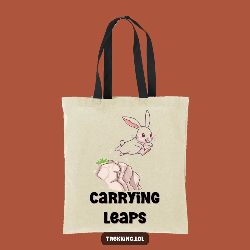 Funny Rabbit Leap Tote Bag: Durable Bunny's Chasm Jump Carry-all, Perfect Funny Gift Bag
