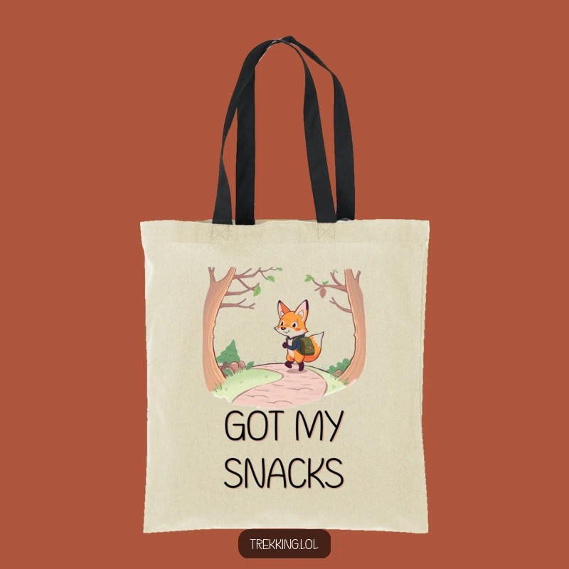 Funny Fox Backpacking Tote Bag: Determined Navigator Fox, Cheerful Travel Companion